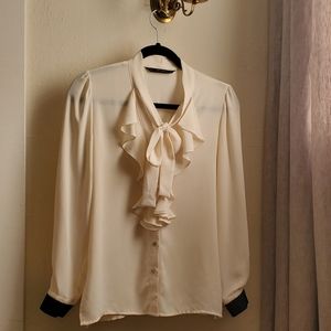 Zara Ivory Pussy Bow Blouse